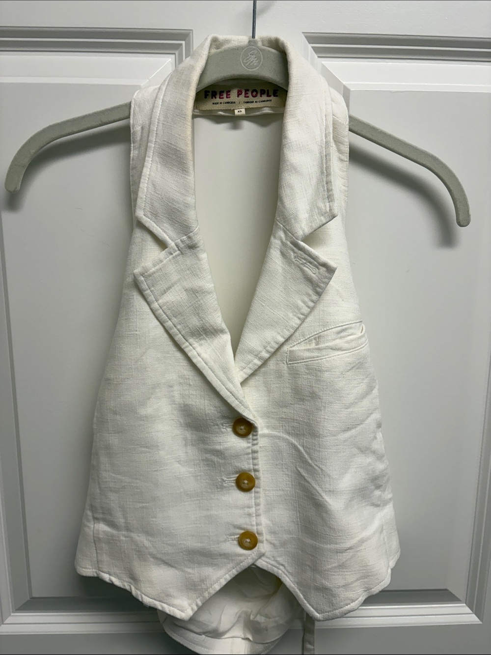 Free People Cream Sleeveless vest Sz XS